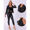 INSPIRE CHIC Women's Velvet Contrast Collar Shiny Metallic Cropped Sequin Blazers - 2 of 4