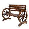 KTMBDW 2-Person Wooden Wagon Wheel Bench for Backyard, Patio, Porch, Garden, Outdoor Lounge Furniture, Slatted Seat and Backrest - Brown - 3 of 4