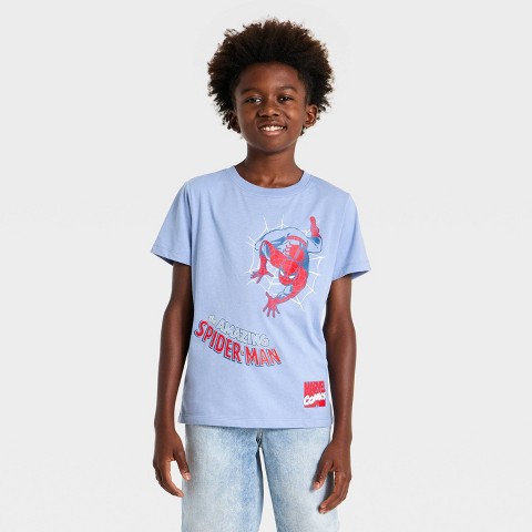 Spider-Man Boys' Spider-Man Short Sleeve Graphic T-Shirt - Light Blue S