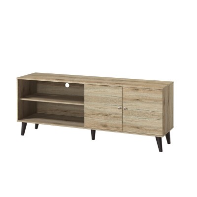 GlasFlength TV Stands and Consoles TV Console Table TV Center TV Stand with Storage Shelves for Living Room, Beige, 63"*15.2"*25.6"