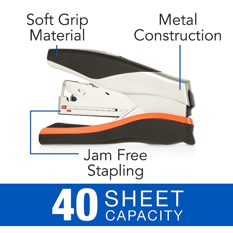Swingline Optima 40 Compact Stapler Half Strip 40-Sheet Capacity Black/Silver/Orange 87842, 2 of 7