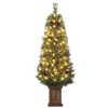 4.5 FT Pre-Lit Christmas Trees with Vintage Pot, Realistic Needles Artificial Christmas Trees with 108 Warm White Lights - 3 of 4