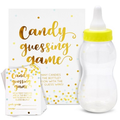 Sparkle and Bash 38 Pieces Big Bottle Baby Shower Game, Guess How Many Candies (Gold Foil Polka Dot Confetti, 11 in)