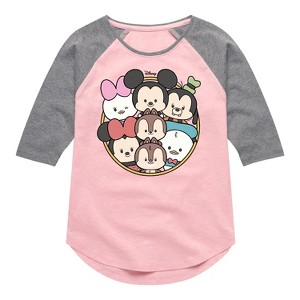 Girls' - Disney - Mickey Friends Group Shirt Tail Raglan Graphic T-shirt - 1 of 4