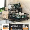 LunaLulinlk Dish Drying Rack- Space-Saving Dish Rack, Dish Racks for Kitchen Counter with a Cutlery Holder,12''W x 17''L, Black - 2 of 4