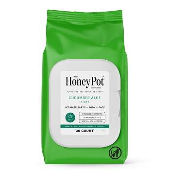 The Honey Pot Company, Cucumber Aloe Feminine Cleansing Wipes, Intimate Parts, Body or Face - 30ct