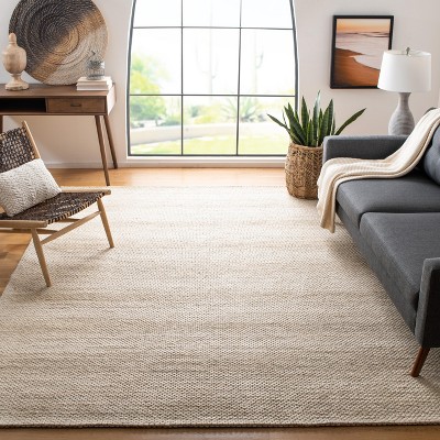 Marbella Beige and Brown 6' x 9' Flat Woven Wool Rug
