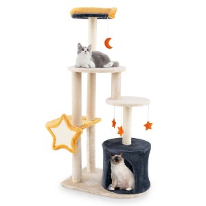 Tangkula 50" Cute Cat Tree for Indoor Cats Multi-level Cat Tower w/ Sisal Scratching Posts - 1 of 4