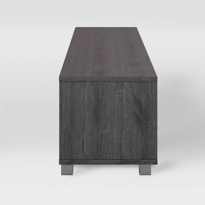 Dark Gray Wood Grain TV Stand with Cabinets for TVs up to 85"