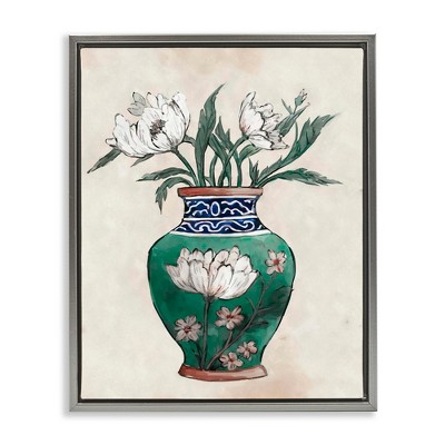 Stupell Industries Floral Oriental Vase, 25" x 31"