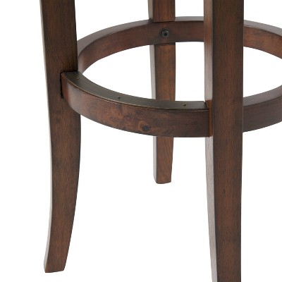 Distressed Walnut and Leather Backless Bar Stool, 29 in