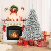 Costway 6 FT/7FT/8FT Pre-Lit Christmas Tree 3-Minute Quick Shape Flocked Decor with 300/450/600 LED Lights - 3 of 4