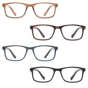 ICU Eyewear Classic Rectangular Reading Glasses - 4pk - 1 of 4
