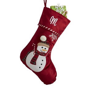 Personalization Mall Candy Cane Snowman Embroidered Christmas Stockings - 1 of 3