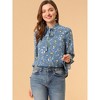 Allegra K Women's Ruffle Collar 3/4 Sleeve Tie Neck Chiffon Floral Blouse - 3 of 4