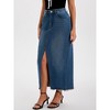 INSPIRE CHIC Women's Denim High Waist Split Front Raw Hem Washed with Pockets Maxi Skirt - 2 of 4