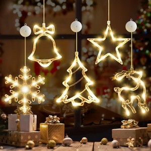 5 Pack Christmas Window Lights Decorations with Timer,Battery Powered Shaped LED Sucker - 1 of 4