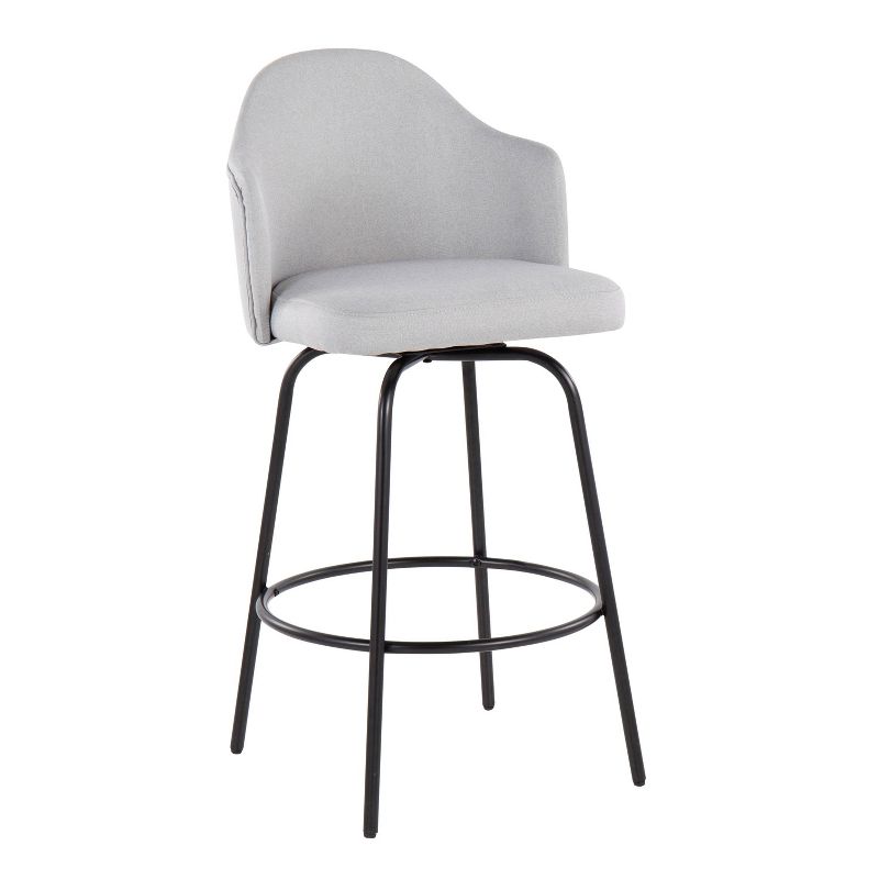 Set of 2 Ahoy Polyester/Metal Counter Height Barstools Black/Light Gray - LumiSource, 3 of 12