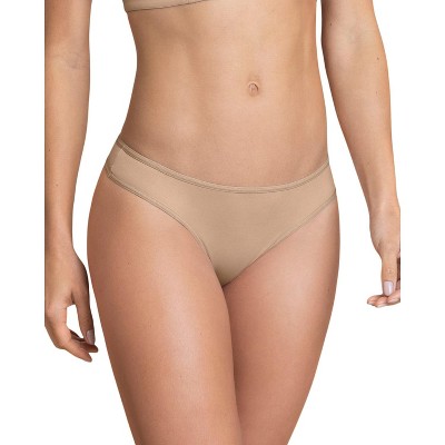 Leonisa Lace Side Seamless Thong Panty - Beige L