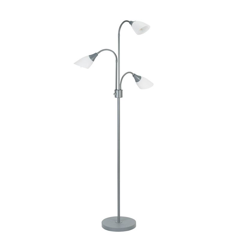 70.25&#34; 3-Light Floor Lamp with White Shades Silver - Cresswell Lighting, 4 of 8