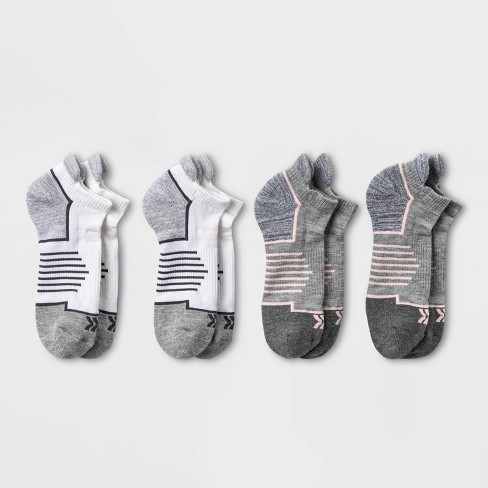 Women's Active Accents Cushioned 4pk No Show Tab Athletic Socks - All In  Motion™ Gray/White 4-10