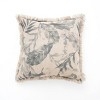 Linen Printed Cushion with Fringes (Grey) - 3 of 4