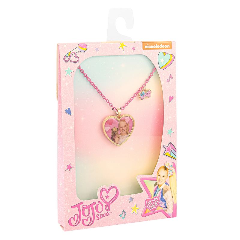 JoJo Siwa Girls Heart Pendant Fashion Bow Necklace with Pink Chain, BowBow and JoJo Heart Pendant Charm Gifts, 5 of 6