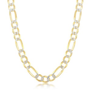 Links of Italy Sterling Silver Pave 7mm Figaro Chain (180 Gauge)  - Available Sizes: 9  , 20  , 22  , 24  Inches - 1 of 4