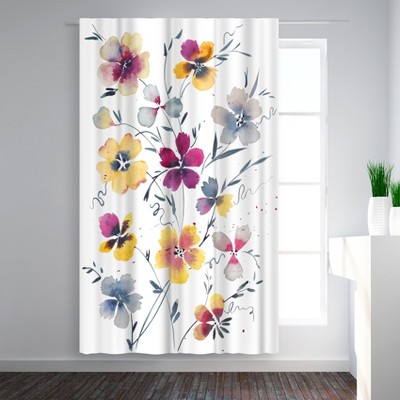 Americanflat Pansies Watercolor Floral by Victoria Nelson Blackout Rod Pocket Single Curtain Panel 50x84