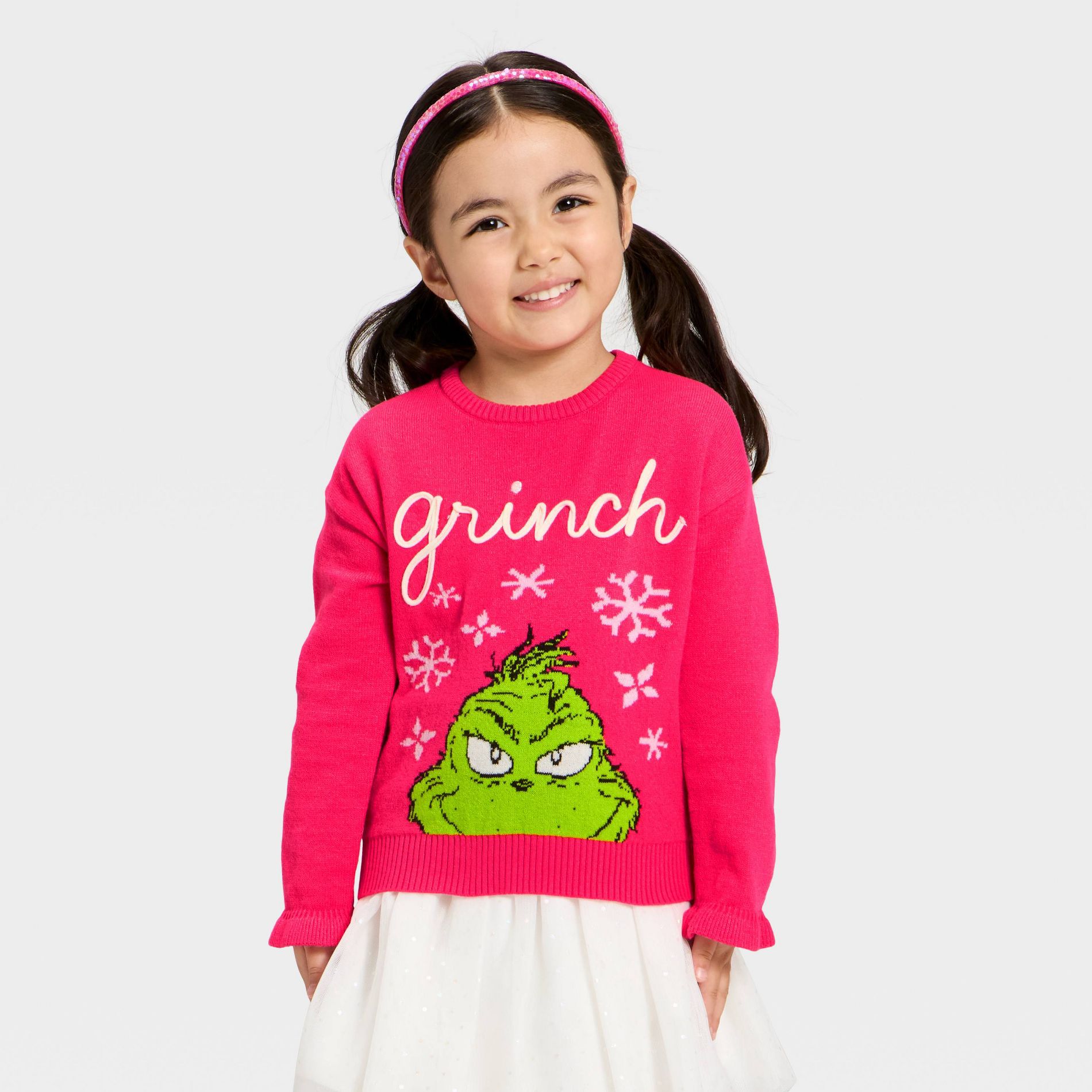Toddler Girls' The Grinch Christmas Sweater - Pink