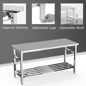 48x24x32in Stainless Steel Folding Prep Table, Heavy Duty