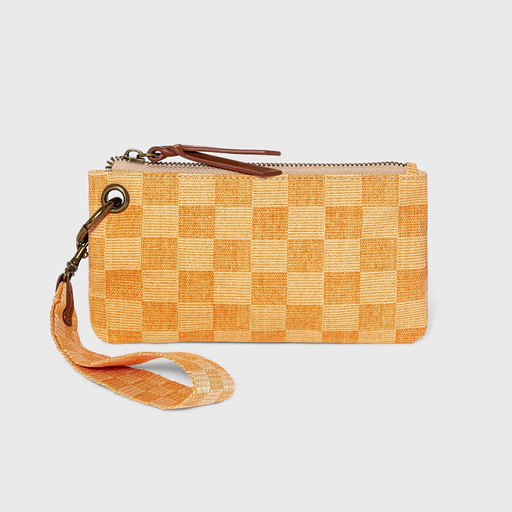 Check Print Wristlet - Universal Thread Orange