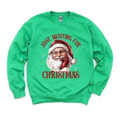 Simply Sage Market Women's Graphic Sweatshirt Just Waiting For Christmas Santa
