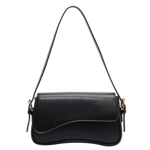 Shoulder Bag for Women Y2K Trendy Purse Vegan Leather Hobo Handbags Clutch Saddle Bag with 2 Removable Strap (black) - 1 of 4