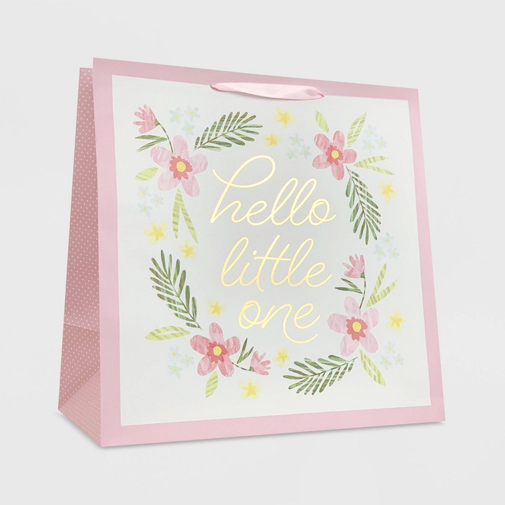 Photos - Other Souvenirs Large 'Hello Little One' on Pink Floral Baby Shower Gift Bag - Spritz™