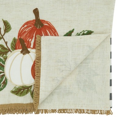Black and White Plaid Pumpkin Embroidered Table Runner