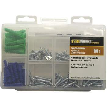 Steelworks M1 No.8, No.10, No.12 X Assortment in. L Phillips Blue Wood Screw and Drill Kit 6 pk