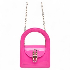 A Little Obsessed Girls' Glossy Mini Top Handle Bag - Hot Pink Purse with Gold-Tone Lock & Chain Strap for Kids (Youth) - 1 of 4