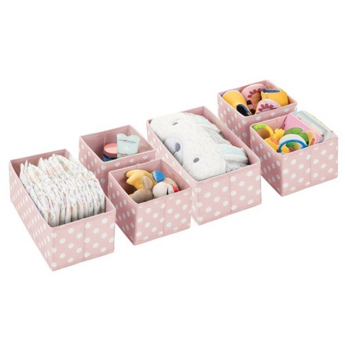 Mdesign Fabric Nursery Child/baby Divided Drawer Organizer Bins, Set Of 5,  Gray : Target
