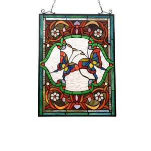 Chloe Lighting Annabella Tiffany-Style Animal Design Window Panel 18" X 25" - 1 of 3