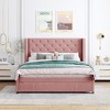 NicBex Queen Upholstered Platform Bed Frame with Wingback Velvet Headboard and 1 Drawer,Wood Slats Support,No Box Spring Needed,Easy Assembly - 2 of 4