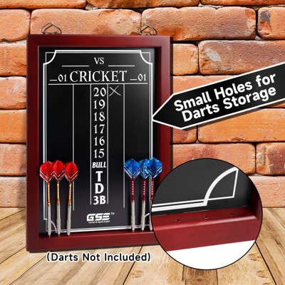 Solid Pine Wood Black Chalk Dart Scoreboard with Storage