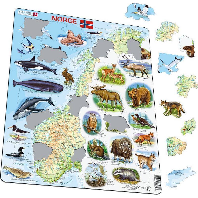 Larsen Puzzles Norway Map with Animals Kids Jigsaw Puzzle - 62pc, 3 of 6