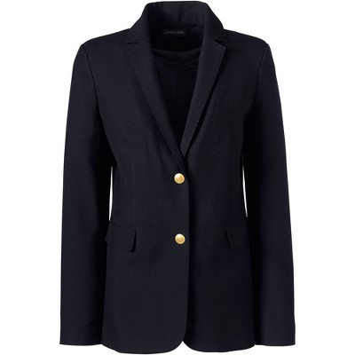 Black Wool Blend Regular Fit Blazer with Gold Buttons