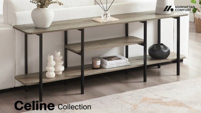 Celine Black Modern Console Table with Two Shelves
