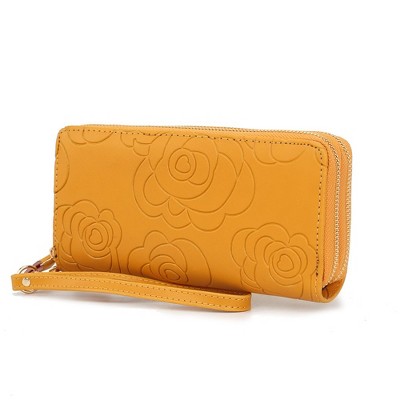MKF Collection Ellie Genuine Leather Flower-Embossed Women’s Wristlet Wallet by Mia K