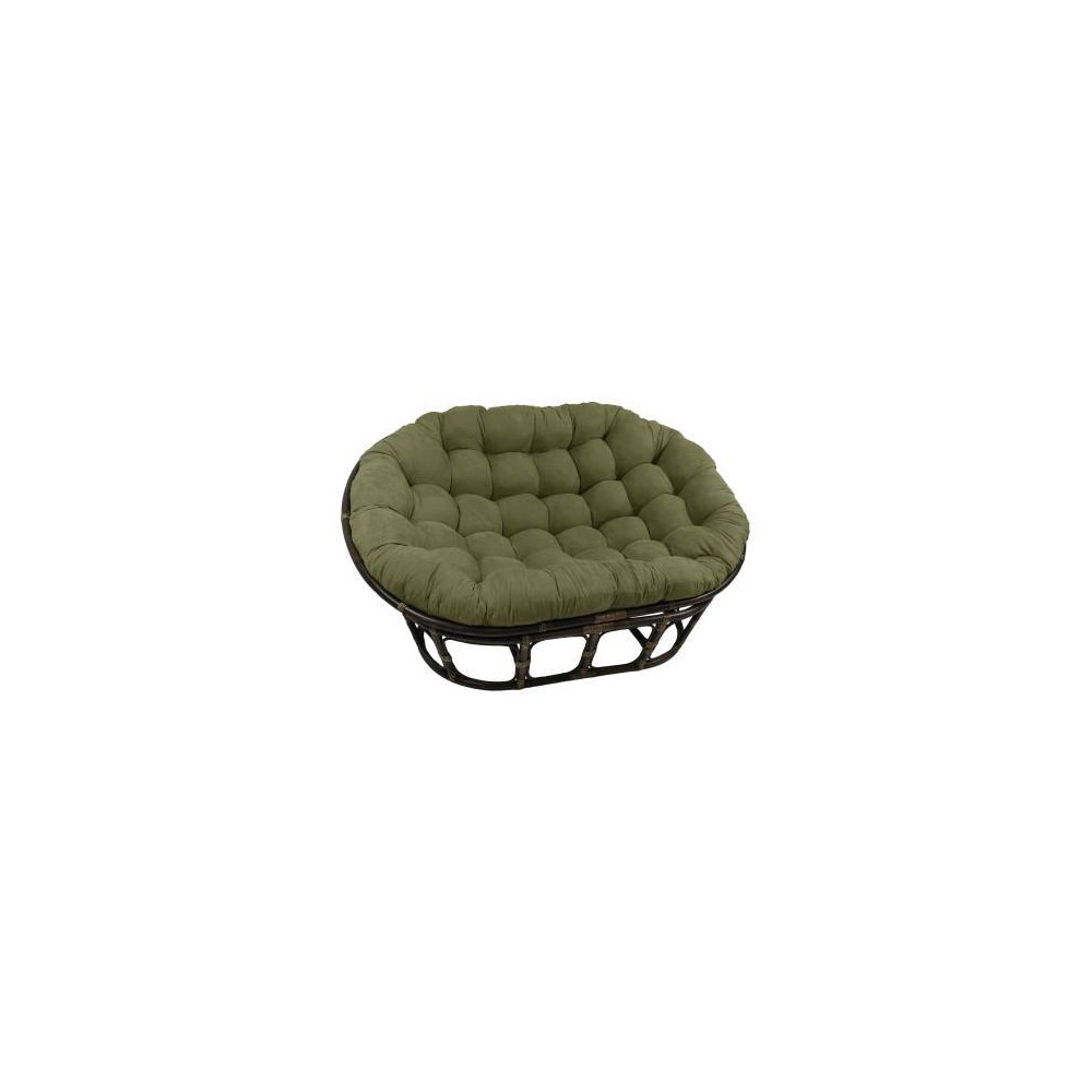 Photos - Coffee Table 63"x45" Double Papasan with Micro Suede Cushion Sage - International Caravan: Modern Armless Accent Chair, Rattan Frame