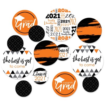 Big Dot of Happiness Orange Grad - Best is Yet to Come - 2021 Graduation Party Giant Circle Confetti - Grad Party Décor - Large Confetti 27 Count