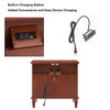Lyngins Mid-Century Modern Nightstand with 2 Drawers–USB Ports & Power Outlets, Vintage End Table with Open Shelf, Fluted Pilasters Design Side Table - 3 of 4