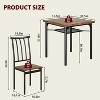 Dining Table and Chairs Set, Kitchen Table Set with Storage Rack, Square Table and Metal Chairs with Backrest, Space Saving, Brown - 2 of 4